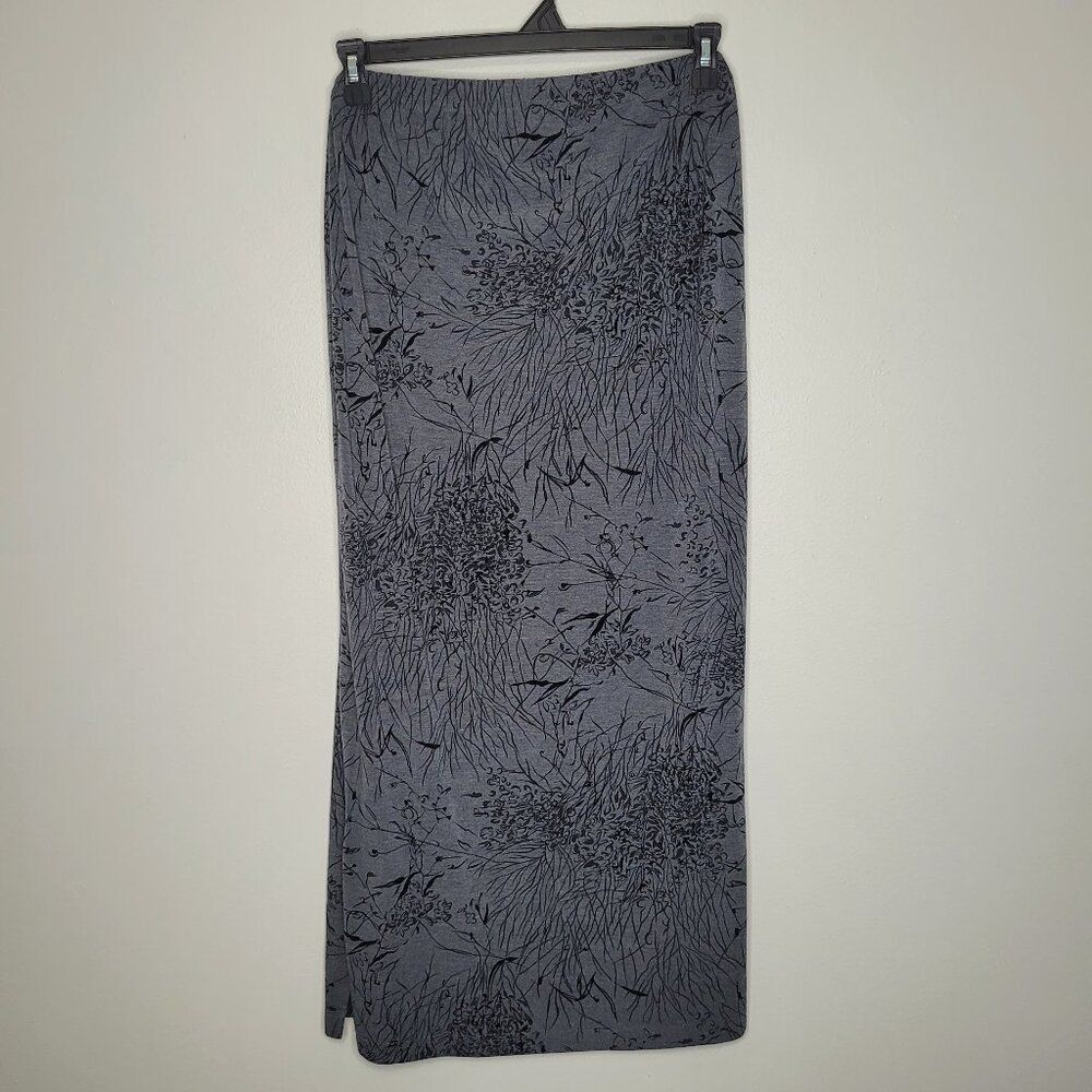 In Due Time black gray pull on flower print straight skirt size large